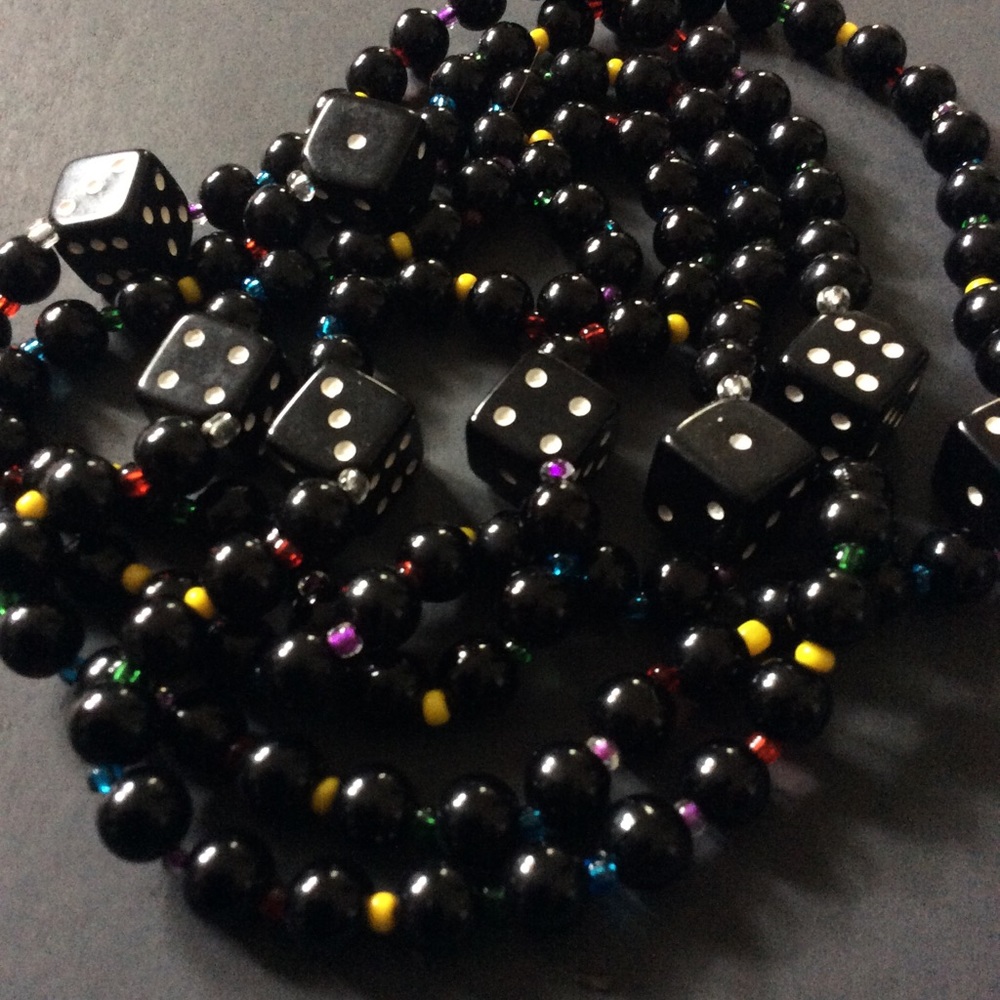 🎲Extra long beaded dice necklace